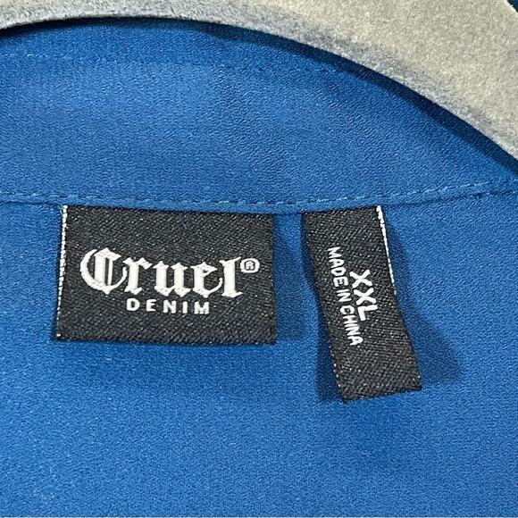 Cruel Denim, Button Up Shirt. Size XXL. Cool Tie Sleeve Cuffs. Excellent cond! - Picture 3 of 6